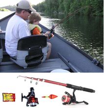 Portable Extendable Fishing Rod Combo (Rod, Reel, Line, Hooks) Collapsible Pole Spinning Reel